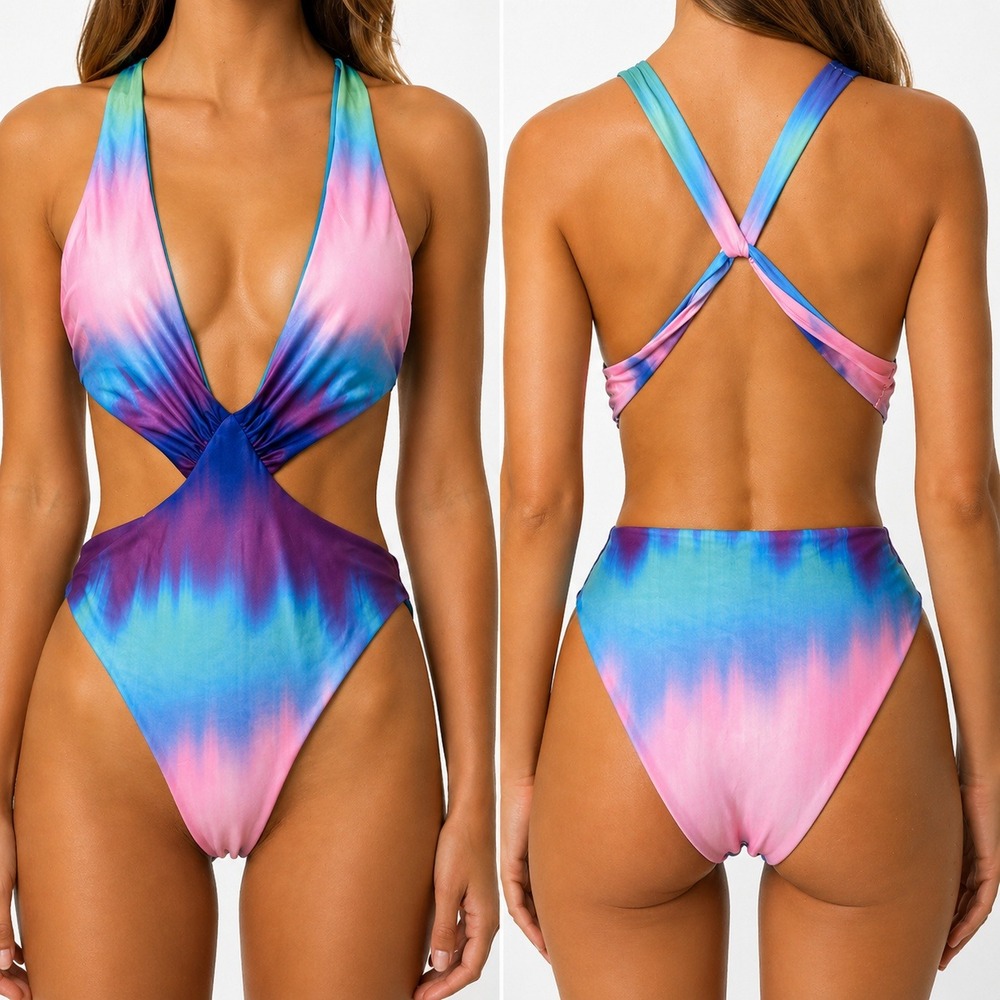 Agua Bendita Malibu Ombré Monokini Cutout Swimsuit NWOT Sml Handmade
